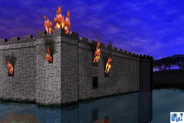 Castle on fire